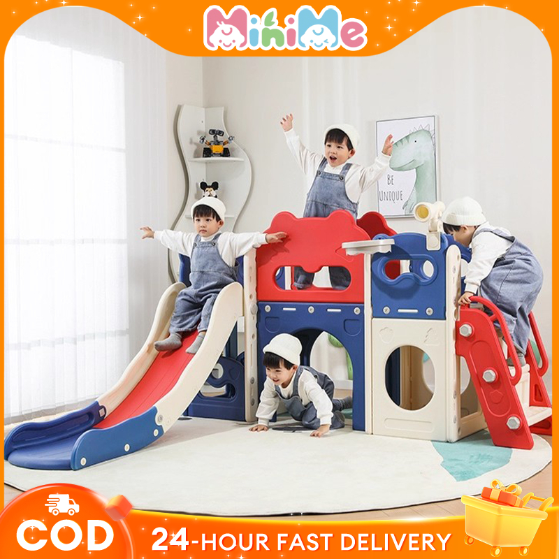 Mainan playground Anak Perosotan Dilipat Hemat Ruang - Dengan Ring Basket Jumbo - Ayunan SNI - Untuk