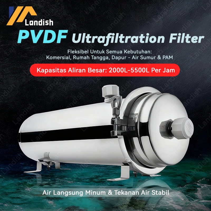 Filter Air Ultrafiltrasi PVDF Kapasitas 2000/3500/5500 LPH, Prefilter Sistem Penyaringan Air Dapat D
