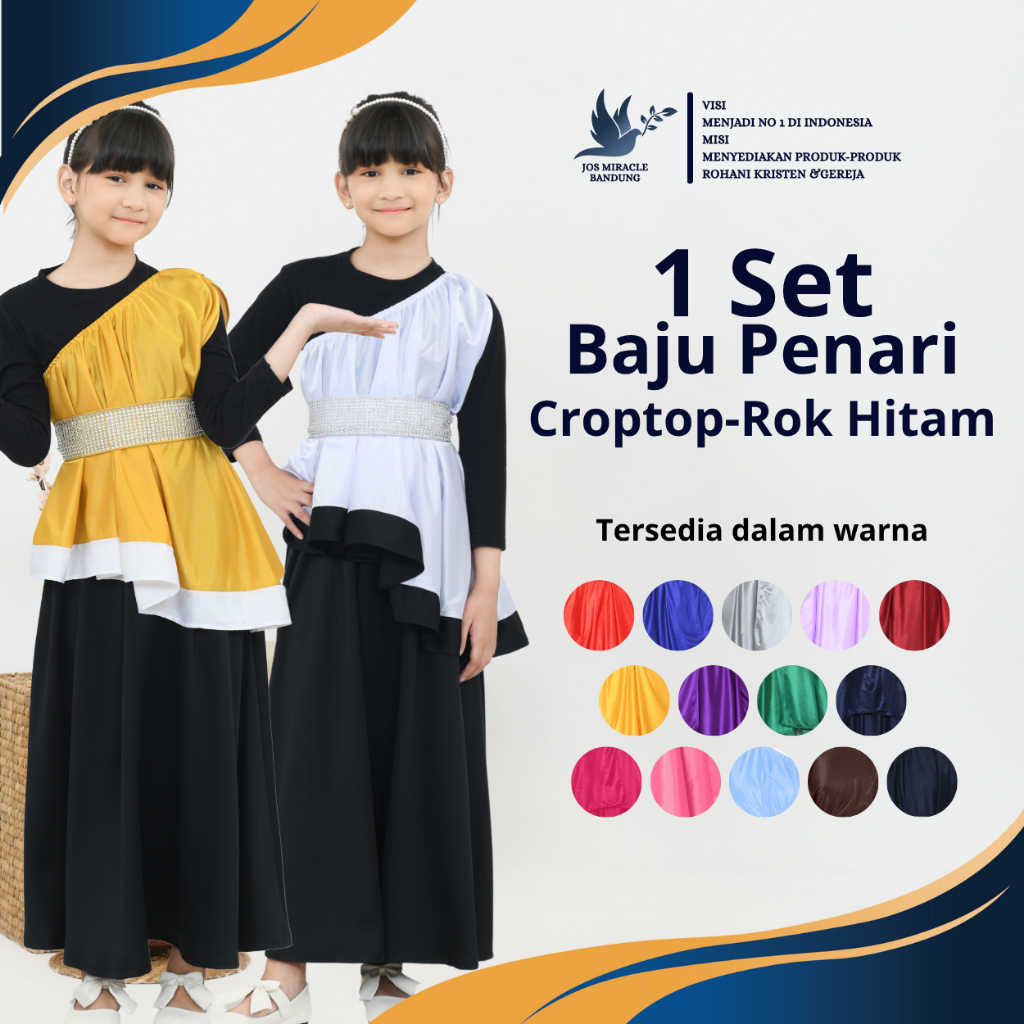 Penari Gereja - Croptop Tari Anak  - 1 Set(Croptop +Rok HITAM) - Abutay - Jos Miracle Bandung - Mira