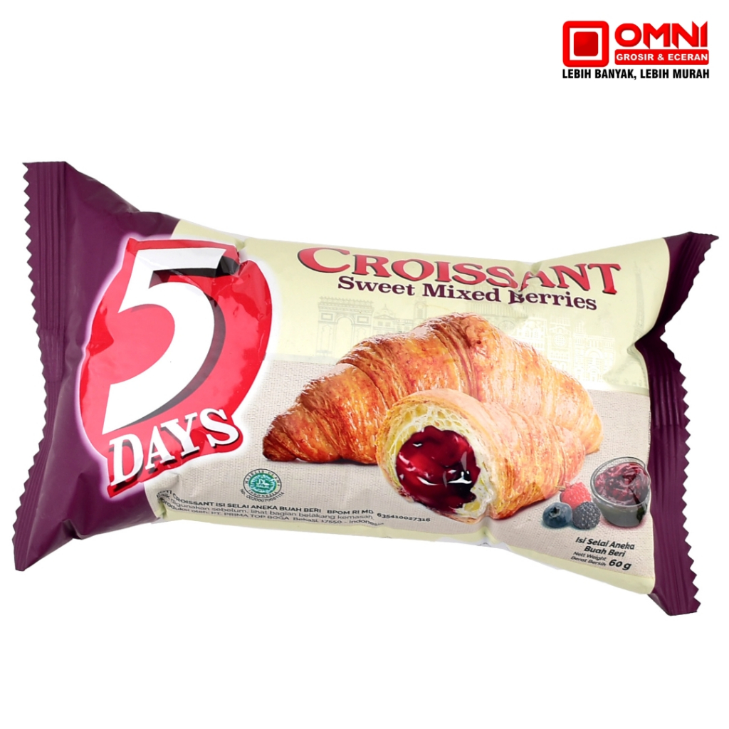 5Days Croissant Sweet Mixed Berries 60gr - 5 days croissant mix berries 60g