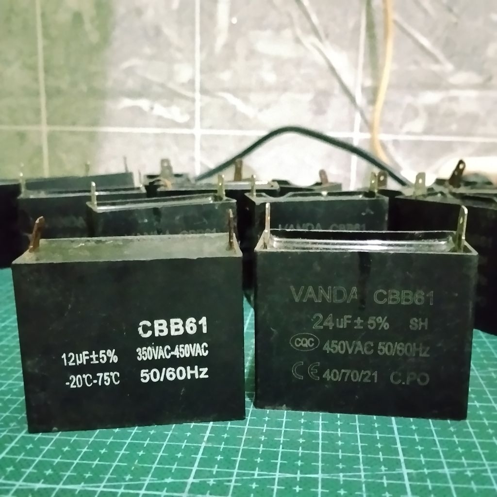 HARGA 16PCS KAPASITOR CAMPUR 12UF 24UF 450VAC CBB61 KAPASITOR KOTAK 24UF