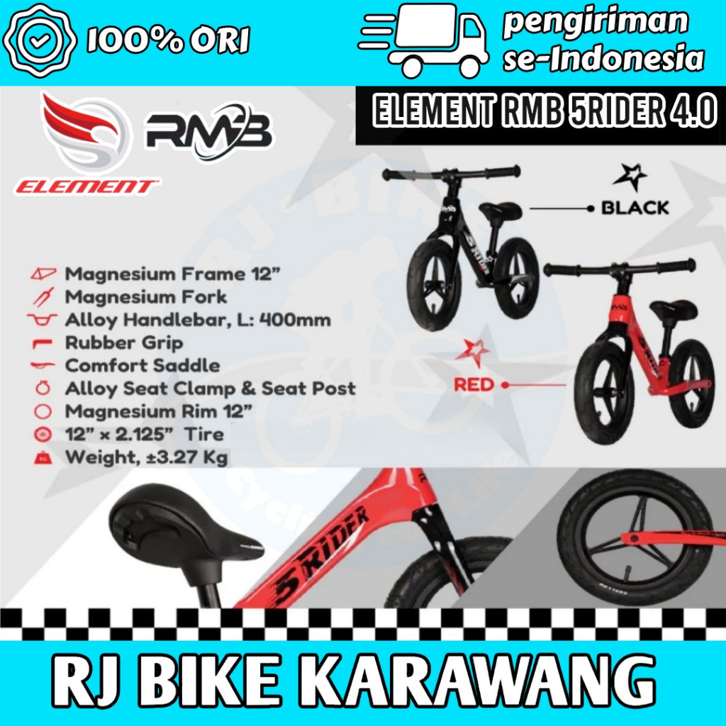 SEPEDA ANAK PUSHBIKE PUSH BIKE BALANCE BIKE ELEMENT RMB 5RIDER 4.0 MAGNESIUM FRAME