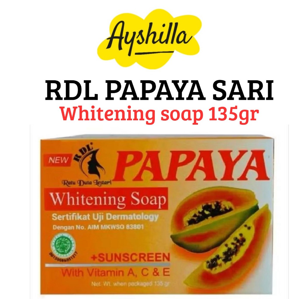 Sabun RDL Papaya Whitening Original with Sunscreen BPOM 135gr | Sabun Pepaya RDL BY SARI