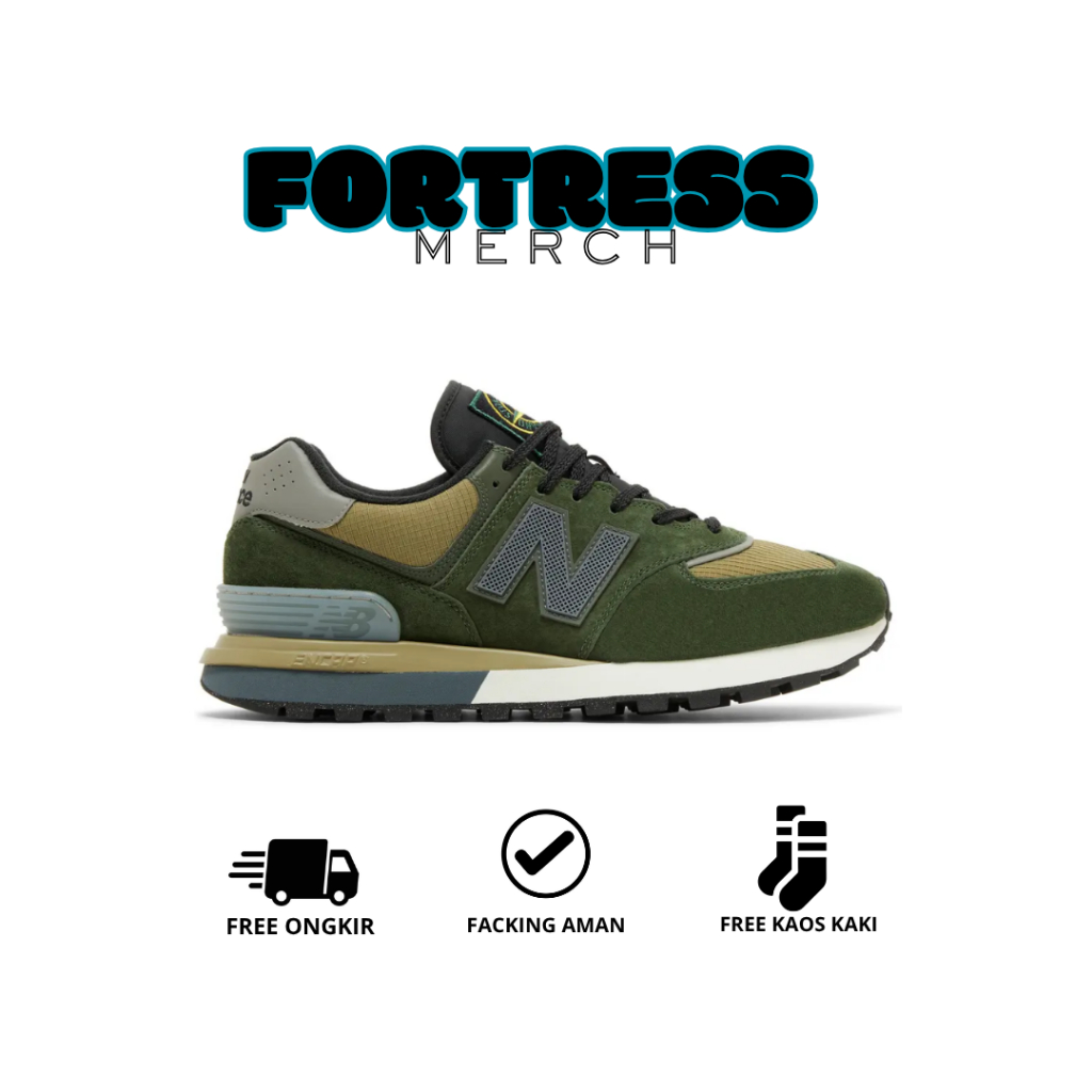sepatu Stone Island x 574 Legacy Dark Green