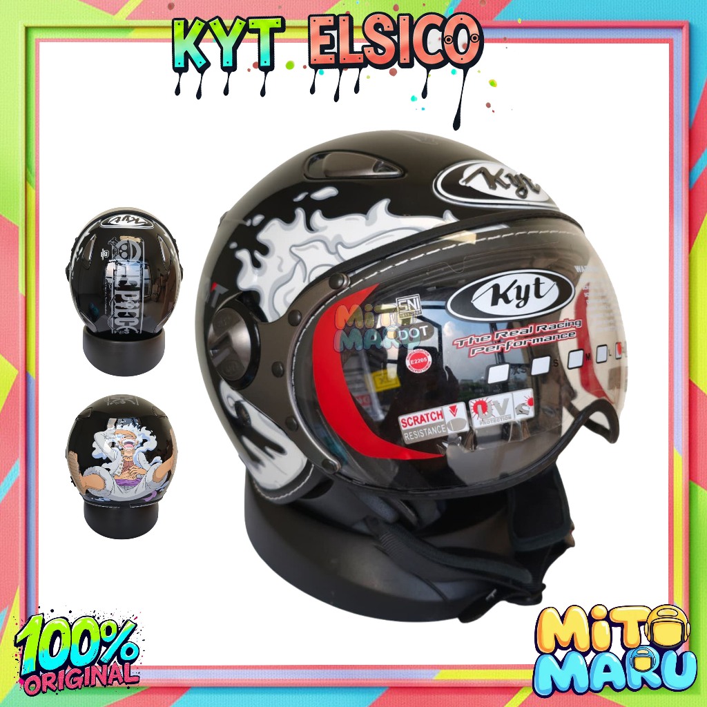HELM KYT ELSICO CARTOON ONEPIECE BLACK GLOSSY
