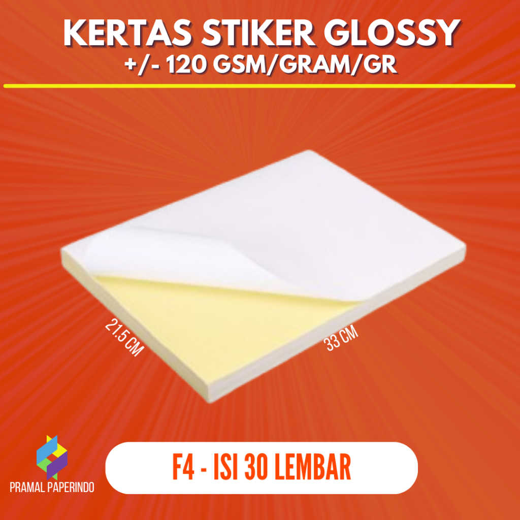[30 LBR] Kertas Stiker Glossy F4 Kertas Stiker F4 Glossy Kertas Stiker Cromo F4 Stiker Chromo F4
