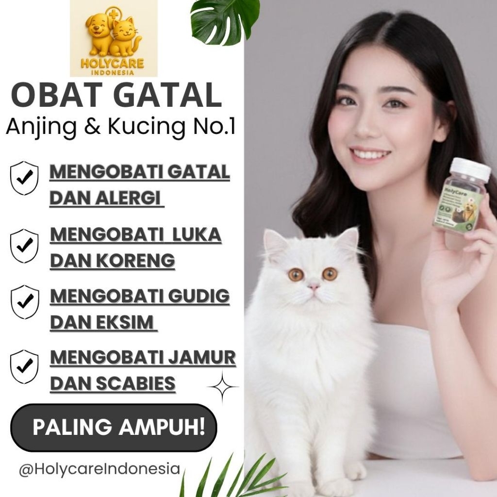 Obat Gatal Anjing Kucing Kulit Alergi Anti Jamur Gatal Ruam Kemerahan Holycare