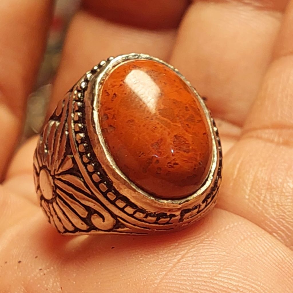 Cincin batu merah ati ayam / red jasper merah hati