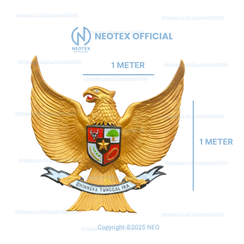 Hiasan Patung Lambang Burung Garuda 1X1 Meter 3D Pajangan Pancasila Indonesia Tempel Gantung Dekoras