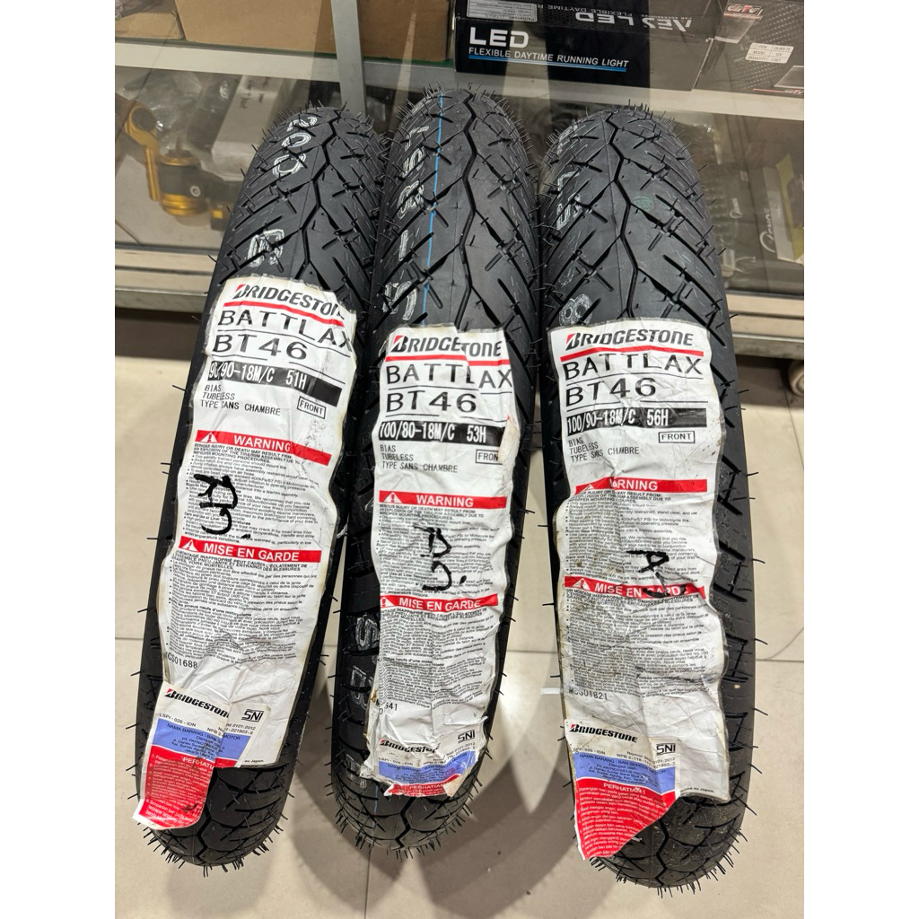 BAN LUAR TUBELESS BRIDGESTONE BATTLAX BT46 RING 18 90/90-18 100/80-18 100/90-18 ORIGINAL