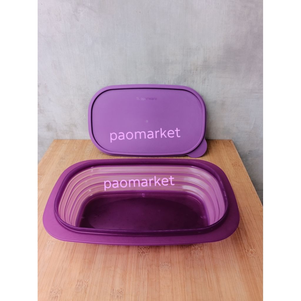 tupperware go flex rectangular 2,3 liter ungu / purple  - toples lauk sayur bekal hemat tempat prakt