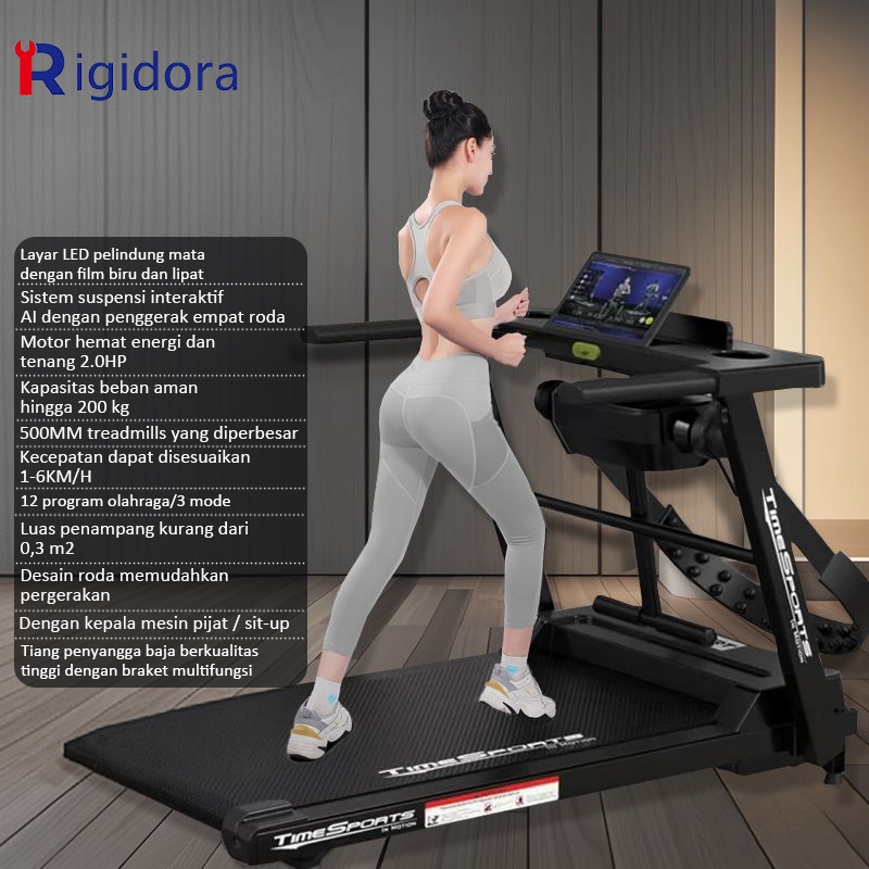 Rigidora Treadmill Walking Pad /Treadmill Elektrik Lipat Multifungsi /Treadmill Bermotor Dengan Laya