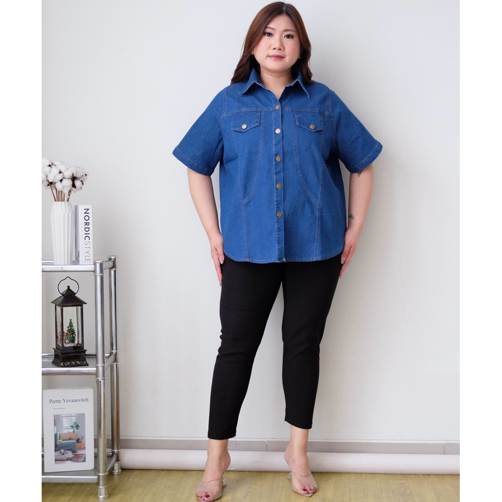 JABELTOP ATASAN DENIM JUMBO KEMEJA DENIM JUMBO KEMEJA WANITA JUMBO KEMEJA JEANS JUMBO ATASAN JEANS J