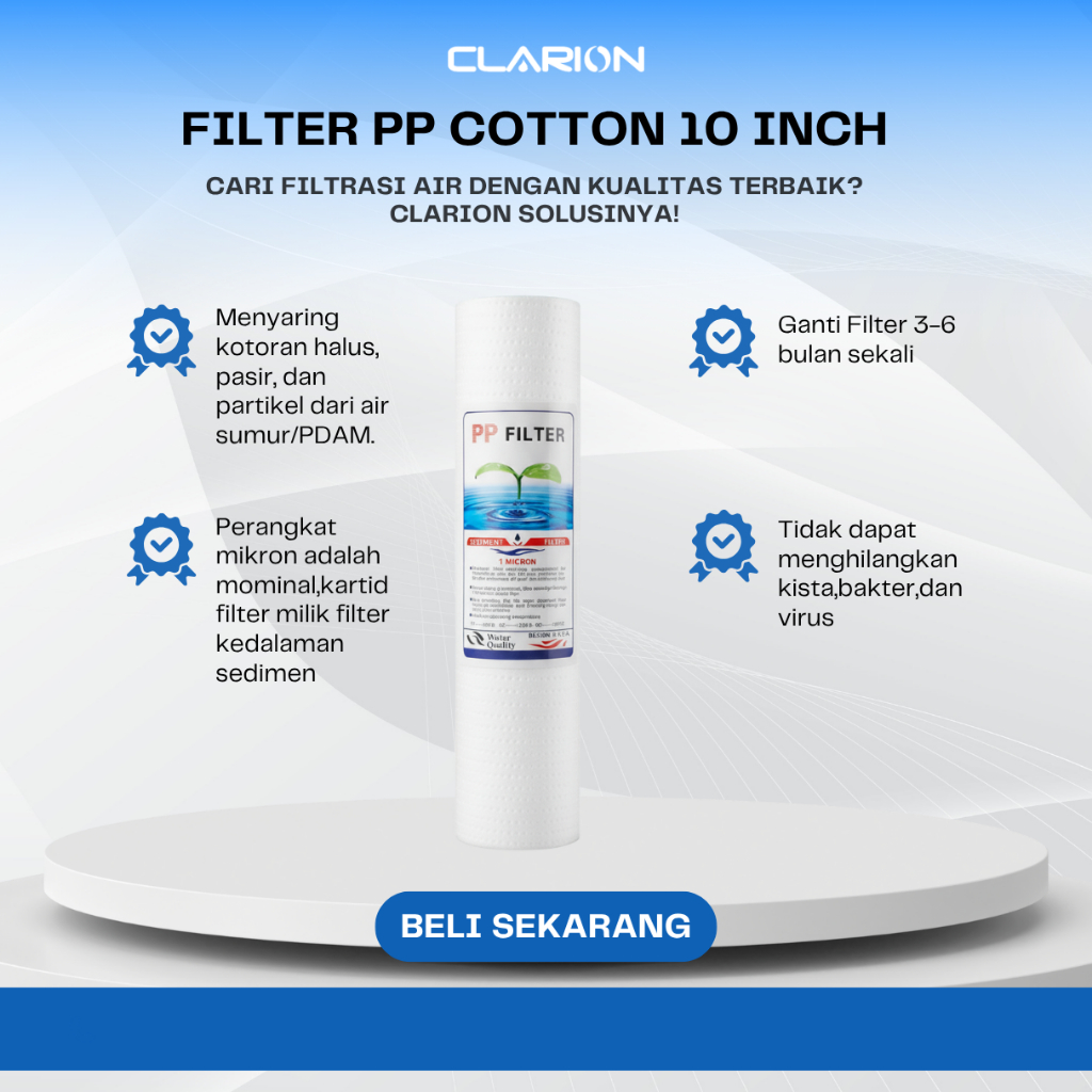 Clarion Filter Catridge PP Cotton 10" 5 Micron Water Filter System