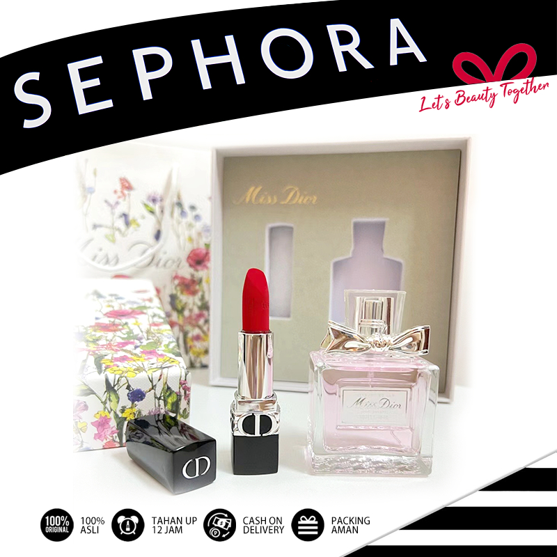 Dior Parfum Gift Set original |Miss Dior EDT 50ml +Dior lipstik Velvet #720 3.5gr Miss Dior Blooming
