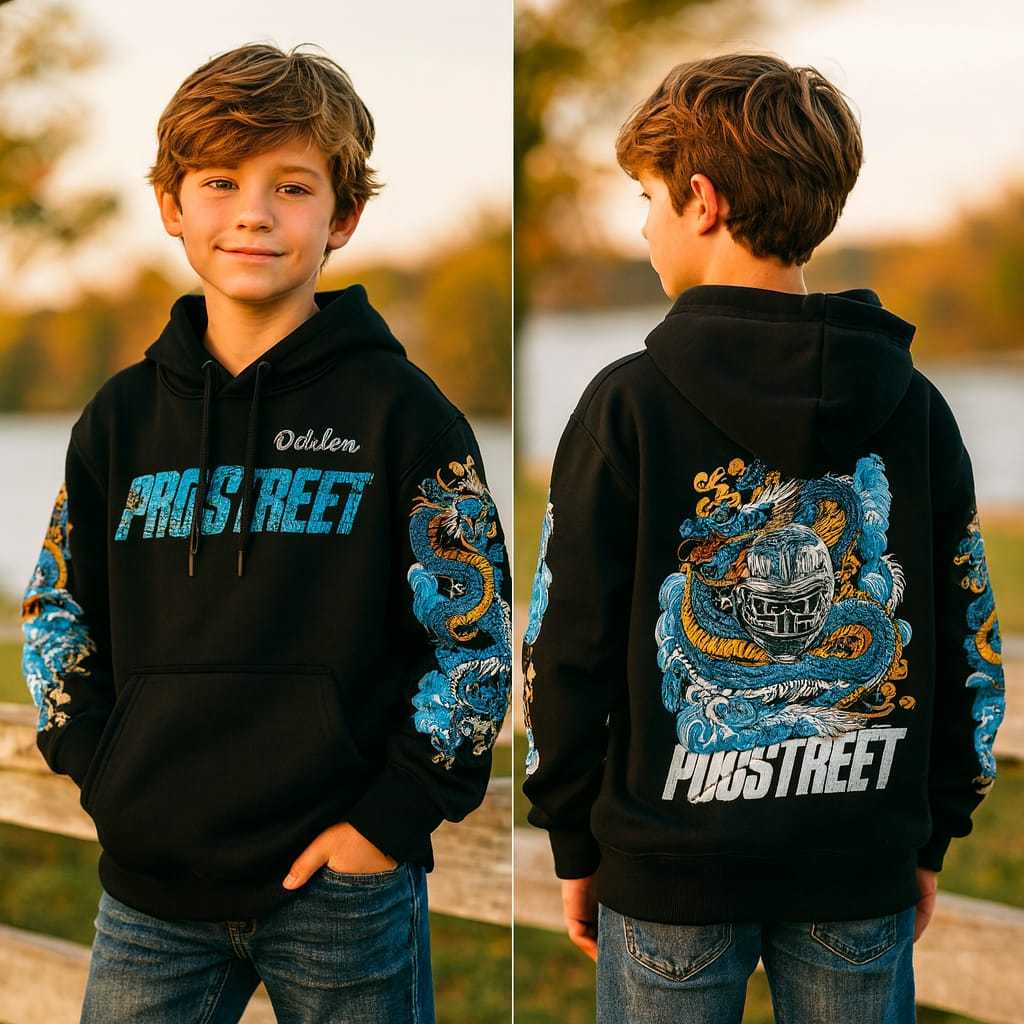 Hoodie Anak Laki-laki Prostreet Motif Naga Blue Ryujin Model Hoodie Full sablon