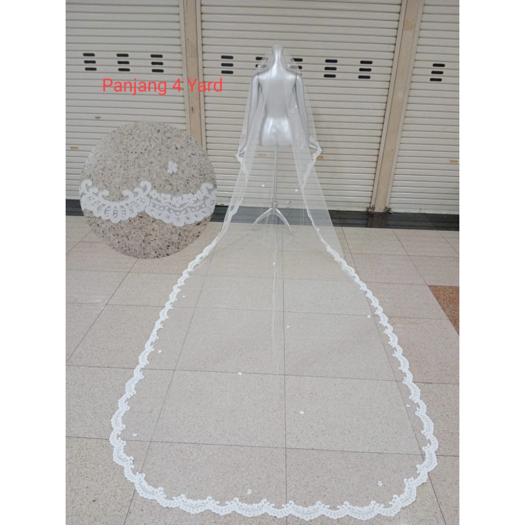 Slayer Pengantin Panjang Import/Veil Wedding/Slayer Kerudung Pengantin Panjang 4 Yard