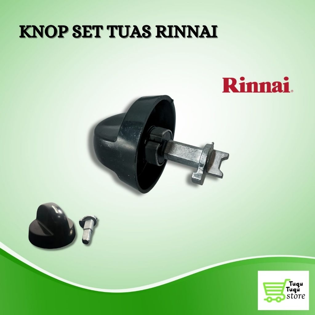 KNOP DAN AS KOMPOR GAS RINNAI ORIGINAL / KNOP SET TUAS RINNAI / TUAS MESIN KOMPOR GAS RINNAI