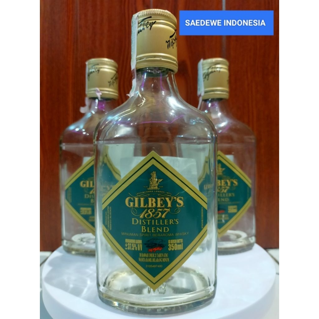 BOTOL KOSONG GILBEYS BEKAS MINUMAN IMPORT KAPASITAS 350ML BAHAN KACA TEBAL COCOK BUAT KOLEKSI DEKORA