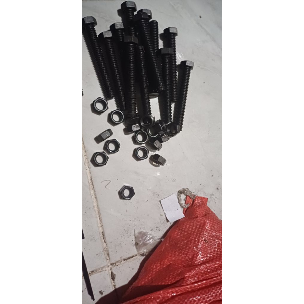 baut mur 7/16x4 baut 17 panjang 10cm drat kasar