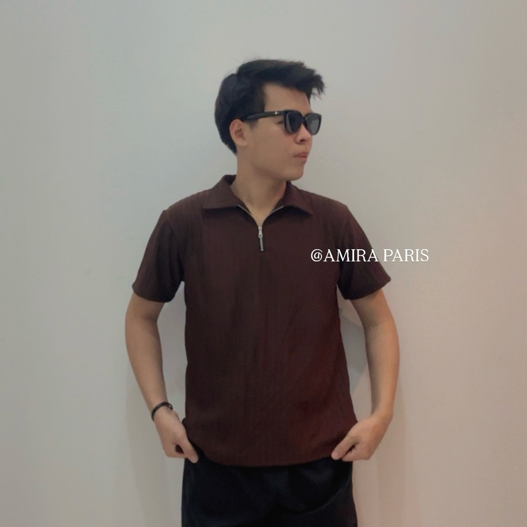Best Sale Kaos Polo Shirt Zipper Pria / Kaos Polo Zipper Knit Kerah Korean Tebal Premium / Kaos Polo