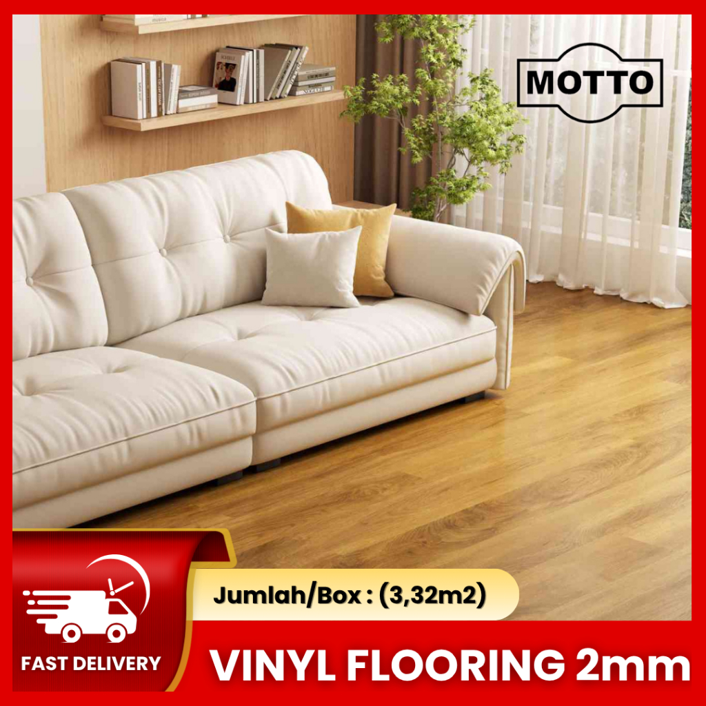 Lantai Vinyl Flooring 2mm MOTTO Motif Kayu 1 Box = 3.34 m2 (24 pcs)