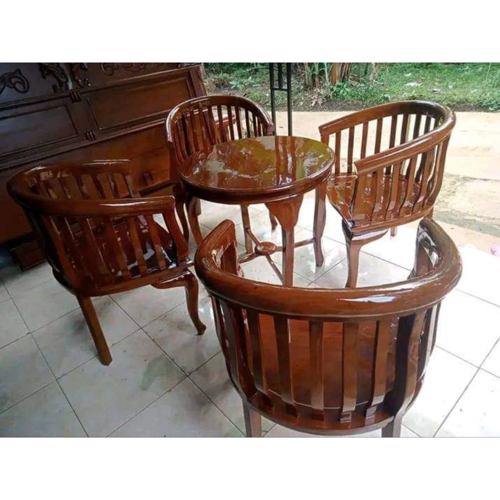 kursi teras Betawi jati 4 kursi satu meja