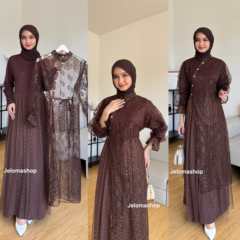 Avantie gamis wanita  Muslim elegan simple mewah / gamis simple kekinian  Dress Outer Pesta Kondanga