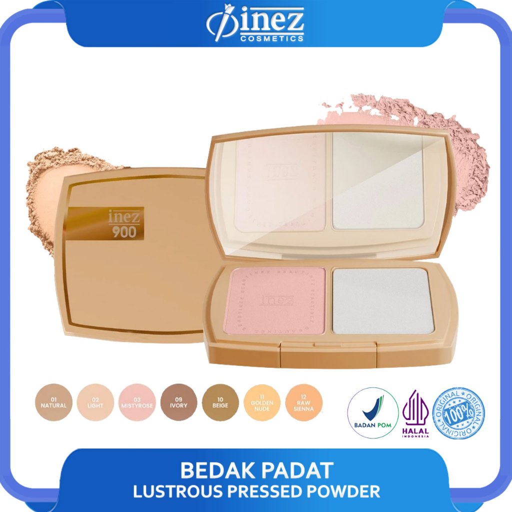 INEZ Bedak Padat Gold Lustrous Pressed Powder Inez 900