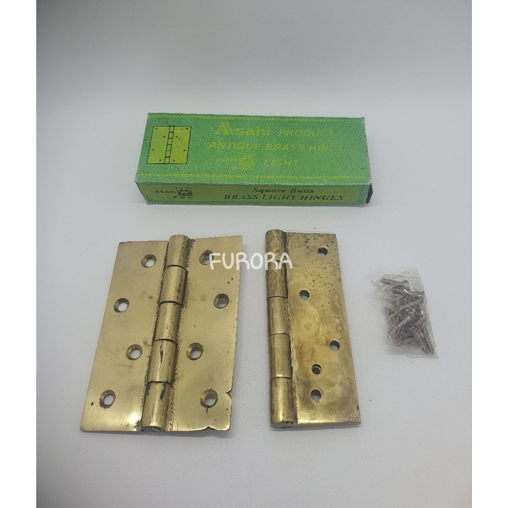 Engsel Pintu Kuningan Asli Brand Asahi 4inch stok lama