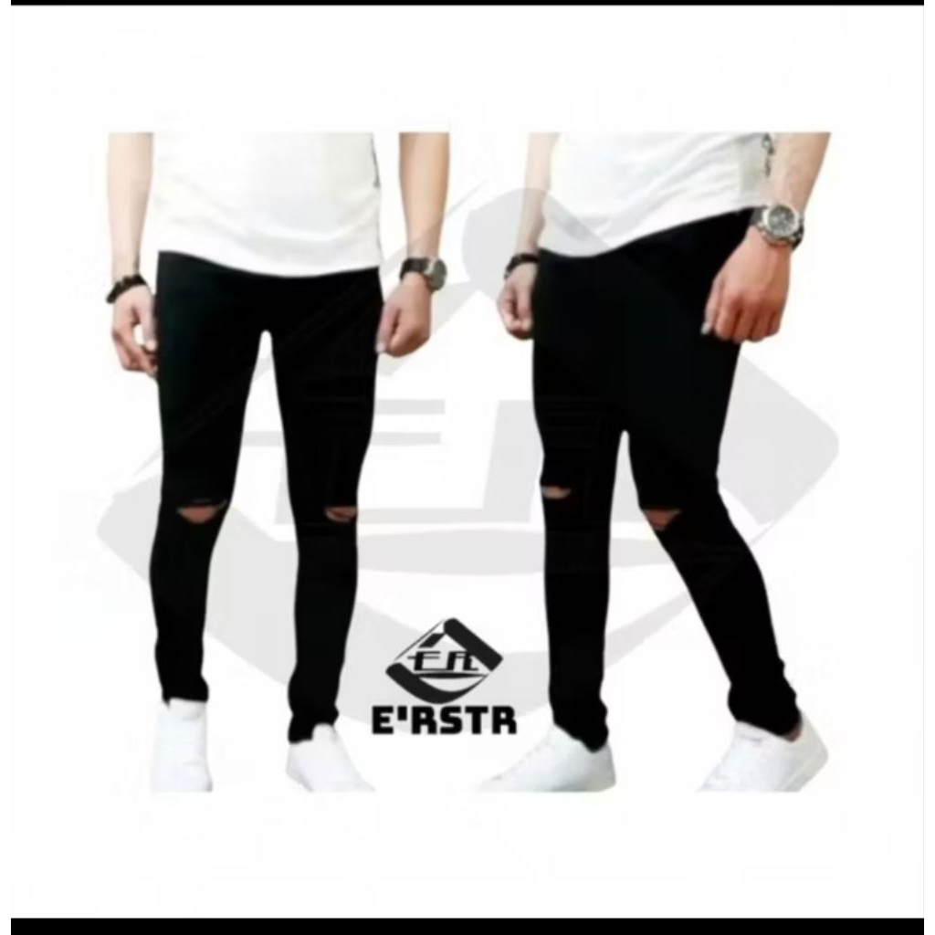 celana sobek pria denim slimfit