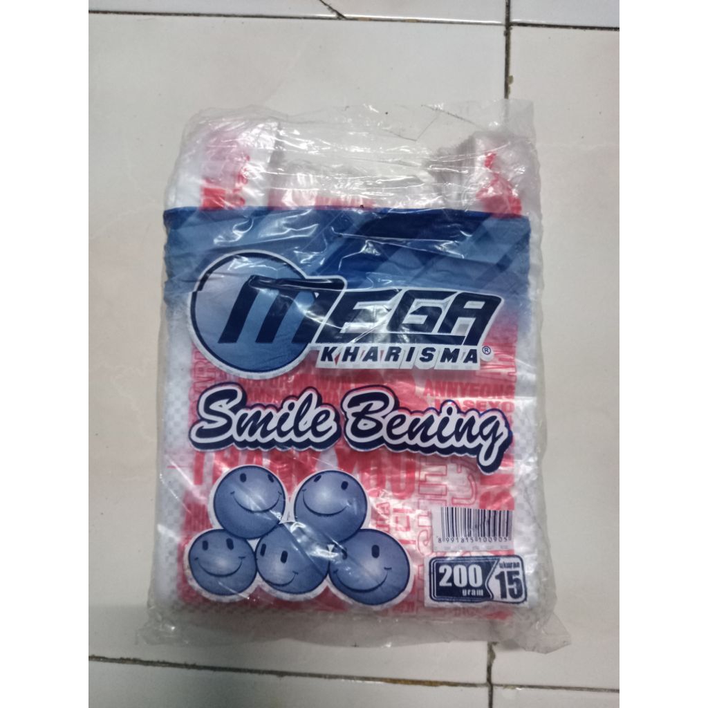 kantong plastik transparan sablon SMILE BENING Uk 15 (200 gr)