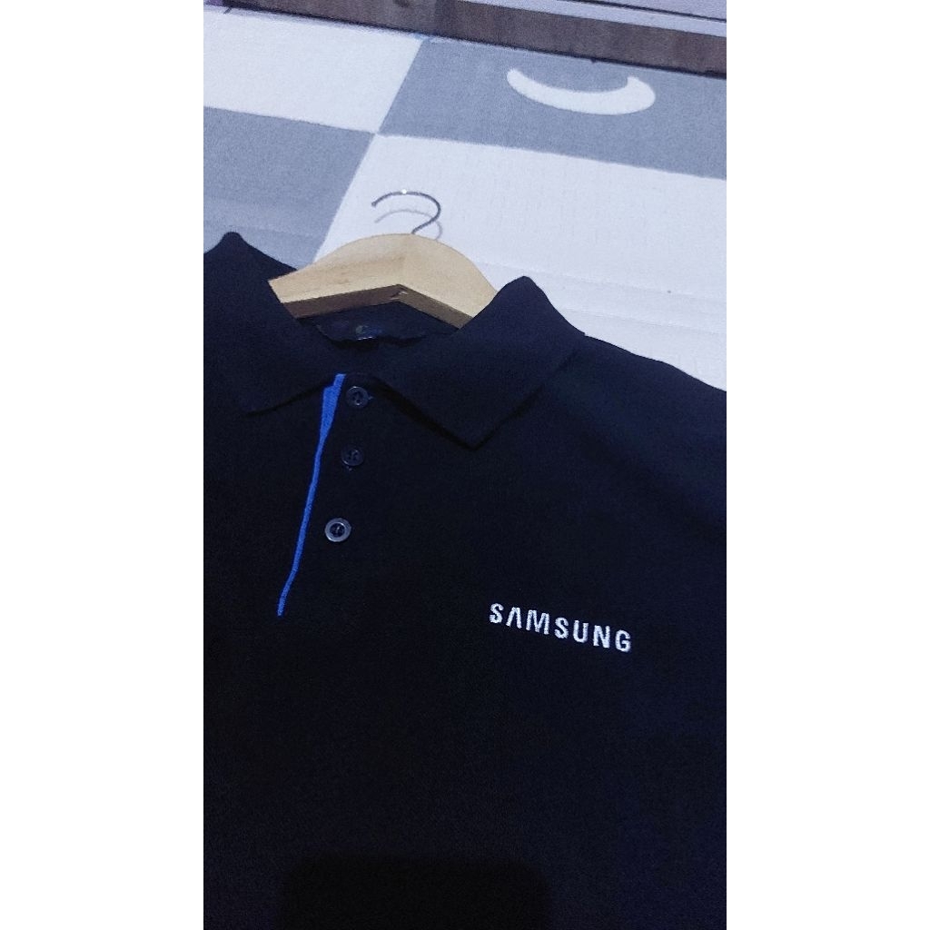 POLO SHIRT BORDIR SAMSUNG KAOS POLO WARNA HITAM WANGKY KAOS KERAH SAMSUNG BAJU KERAH