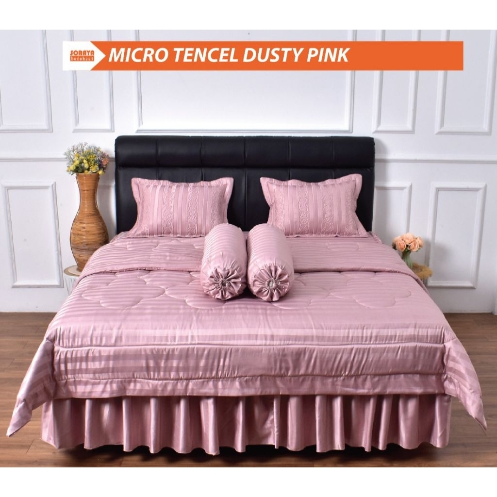 Soraya Set Bedcover Sprei Karet Katun Gold Uk.180x200x30