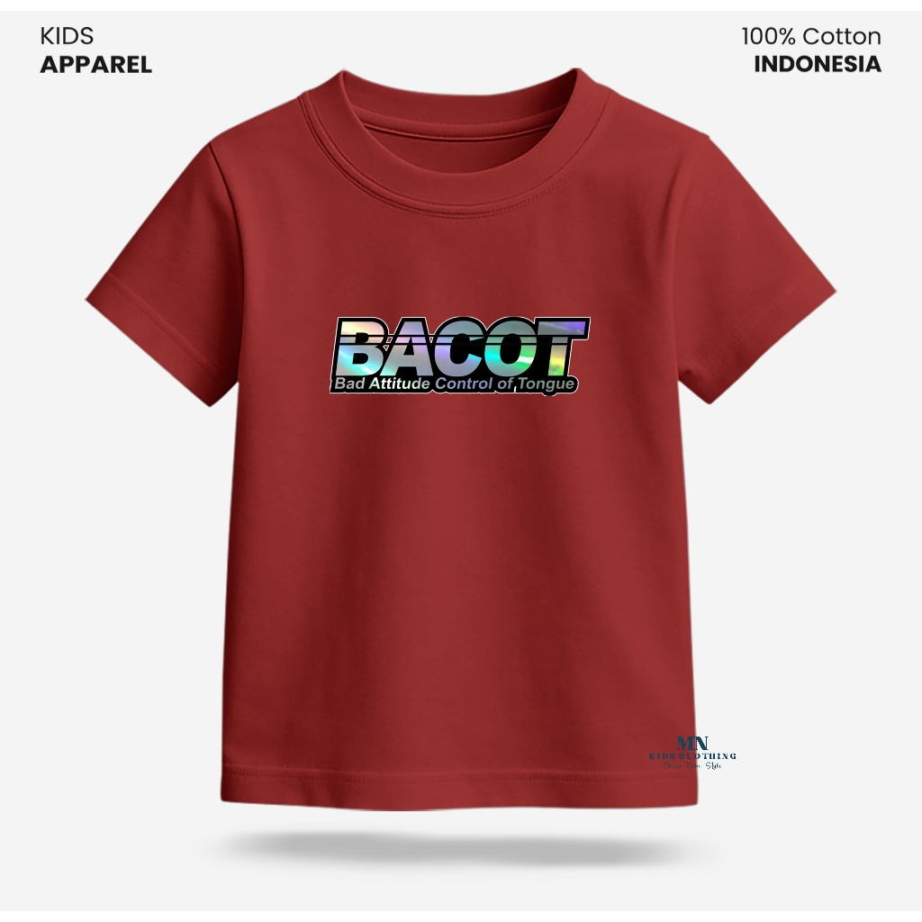 Baju Kaos Distro Anak Unisex BAC*T BAD ATTITUDE Kids Lengan Pendek Premium Cotton 24s 3–10 Tahun