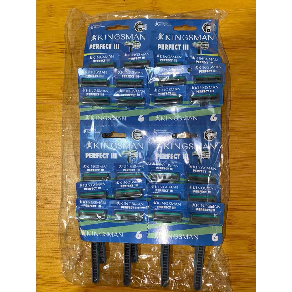 ( 12 pcs ) Alat Cukur Kumis & Jenggot 3 Mata pisau Kingsman pisau cukur / alat cukur
