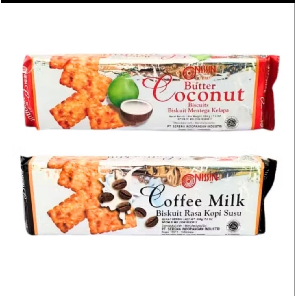 Nissin Butter Coconut Kelapa Biscuit Crackers / Coffee Milk Biskuit Kopi Susu 200g