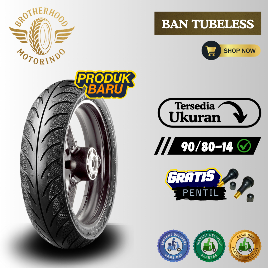 BAN MAXXIS DIAMOND MA3DN TUBELESS 90/80-14 / BAN TUBLES / BAN MOTOR RING 14 / BAN MAXXIS RING 14 BEA