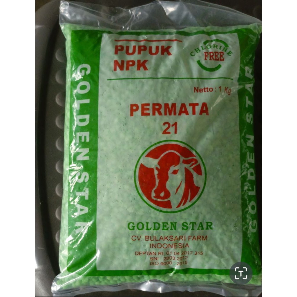 Pupuk NPK Pembuahan Golden Star 1kg warna hijau