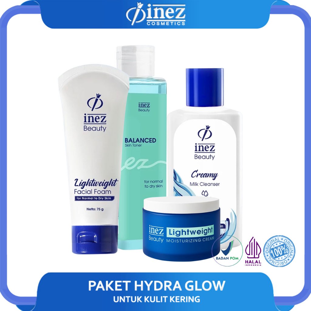 INEZ Paket Kulit Kering Hydra Glow Set Skincare Perawatan