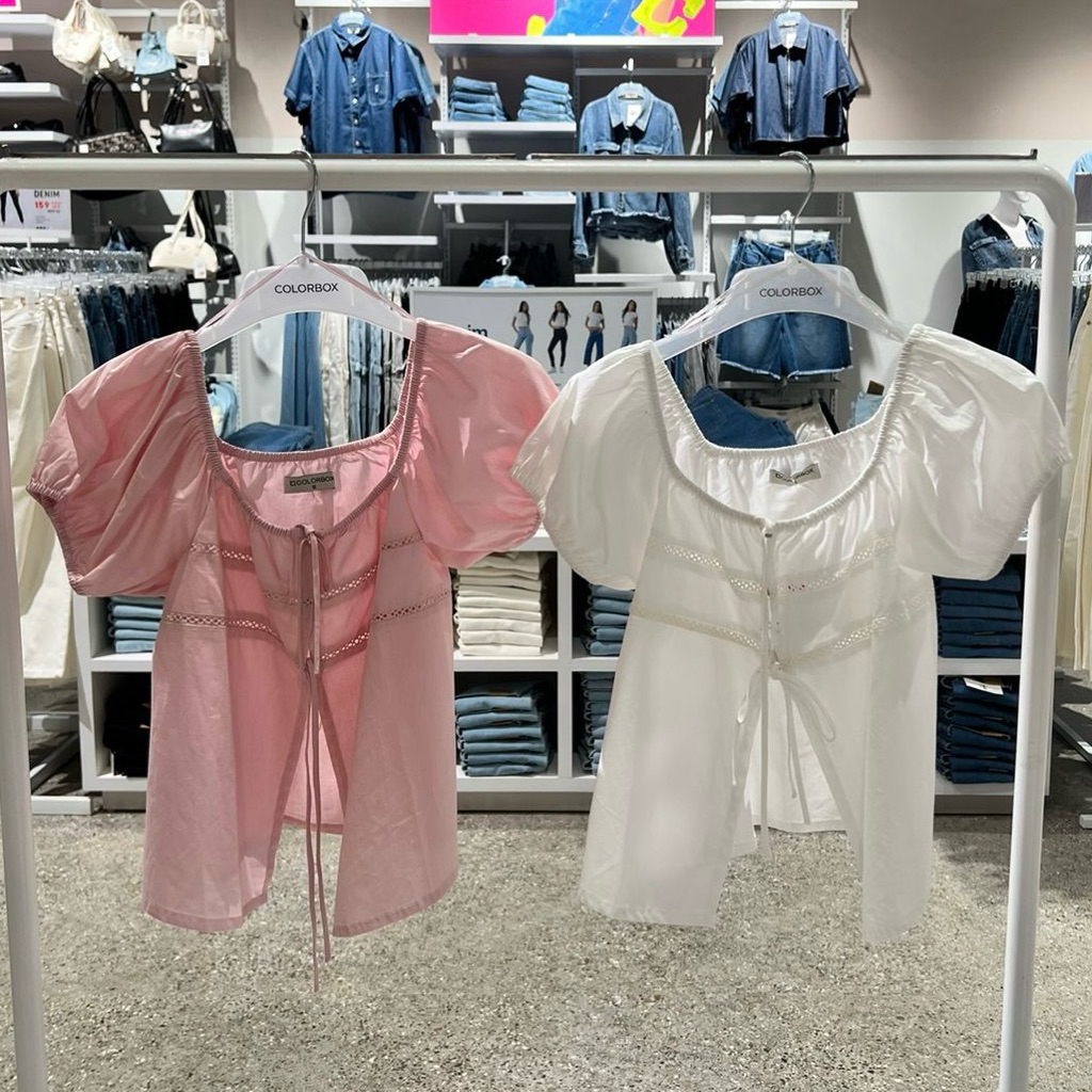 [NOVEMBER SALE] blouse sabrina daisy embroidery puff sleeveslengan baloon colorbox sale