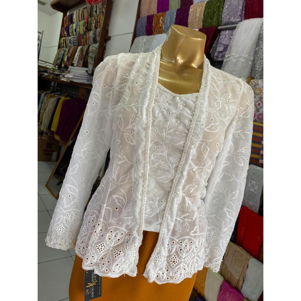 Kebaya Jadi Bordir Mutiara // Atasan Kebaya Putih