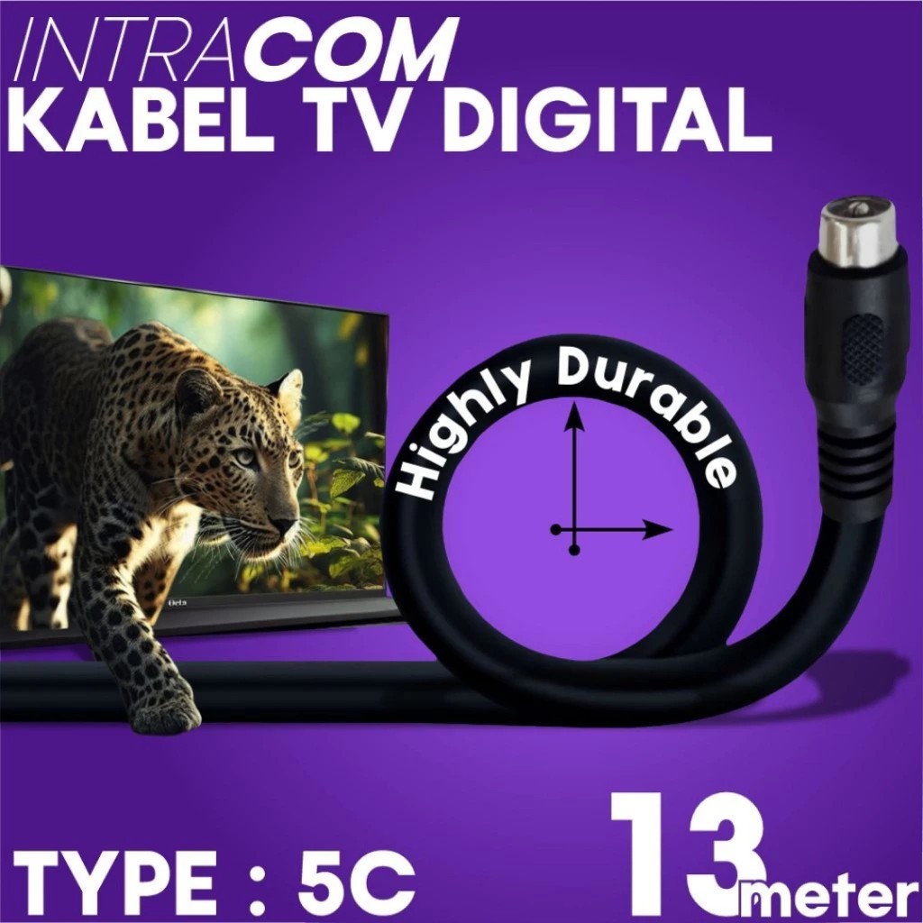 Intracom Kabel Antena TV Digital 13 Meter + Colokan Jack TV 5C