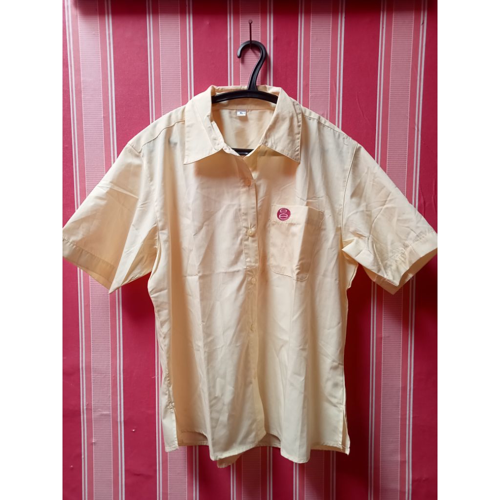 Kemeja Bahan Katun Warna Kuning Soft Second