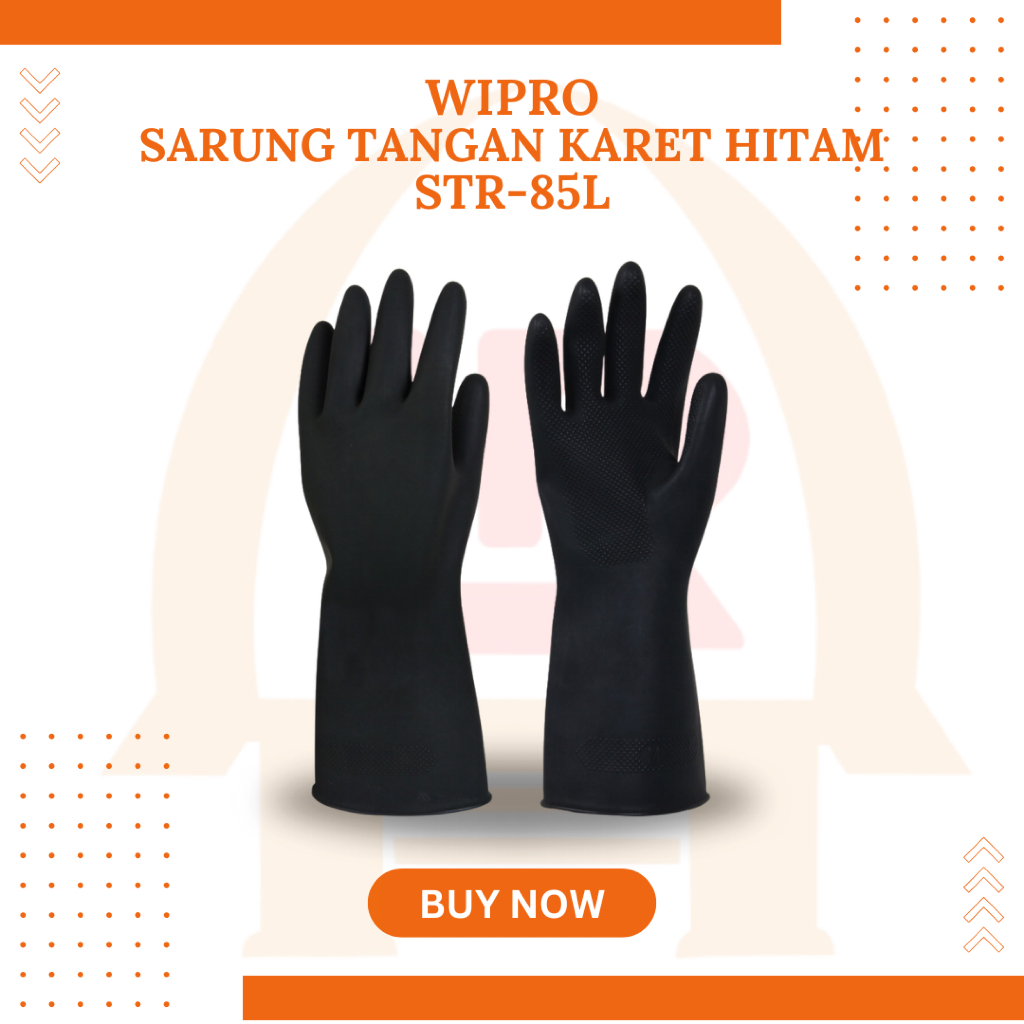 WIPRO Sarung Tangan Karet Hitam HD STR-85L Size L (PSG)