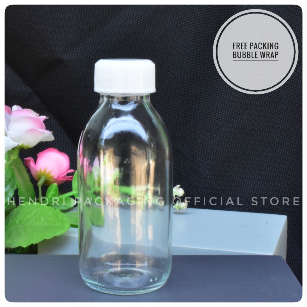 Botol Kaca 100ml Tutup Ulir Plastik Putih - Tutup Ulir