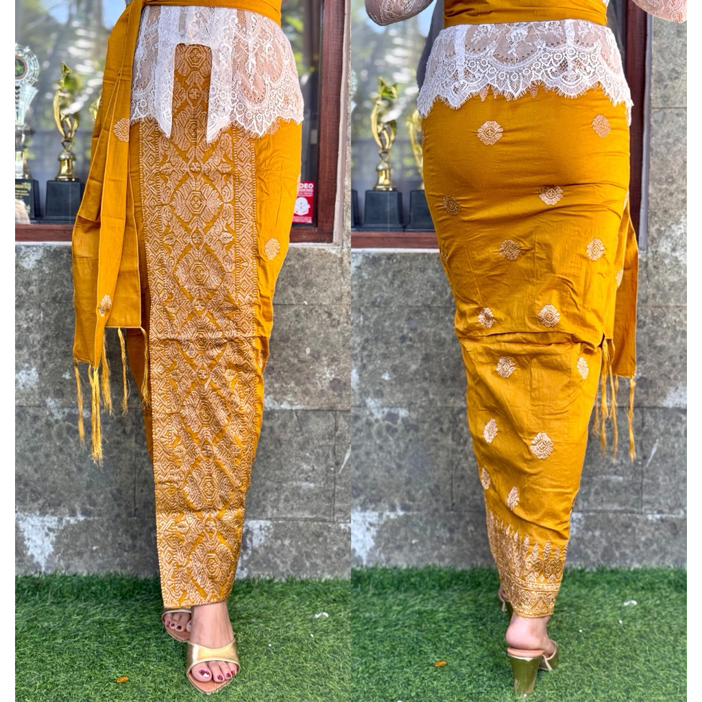 Kamen jadi strait  bordir  metalic set selendang