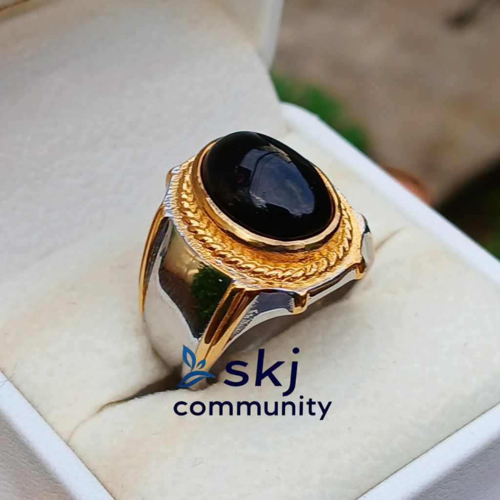 CINCIN BATU YAMAN WULUNG HITAM TEMBUS SENTER RING TANAM TITANIUM