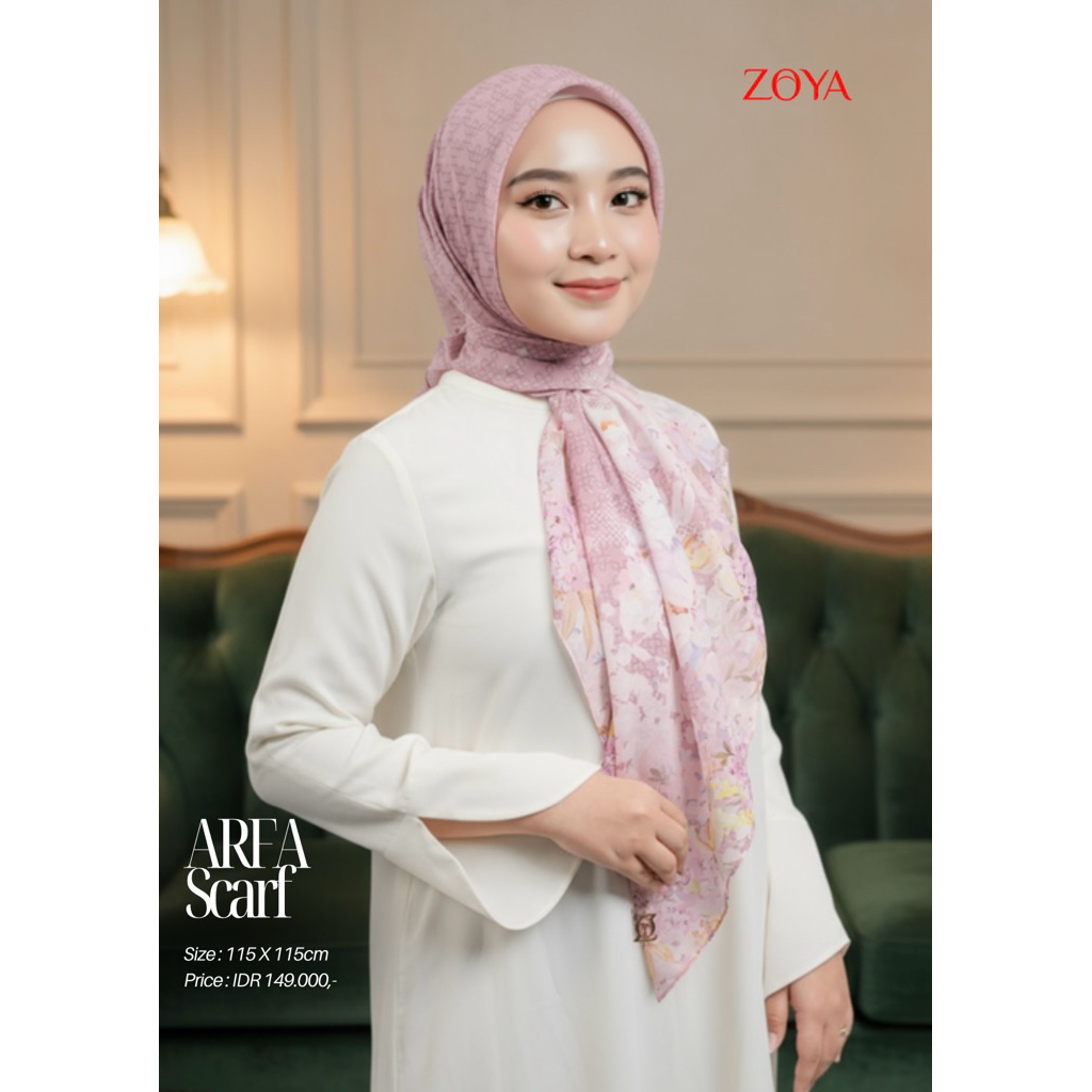 Zoya Arfa Scarf Motif Kerudung Hijab Segiempat Motif dengan Box • Bahan Voal