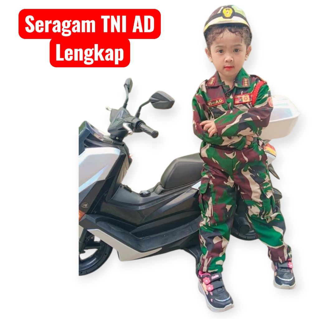Baju Tentara Anak Laki Laki/Baju Tentara Anak Perempuan/Kostum TNI AD Anak TK Laki Laki/Seragam Karn